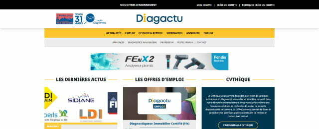 Page d'accueil blog diagnostiqueur immobilier Diagactu