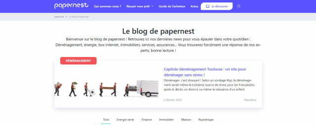 Page d'accueil Papernest